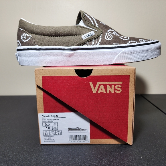 Vans Classic Slip On Green White Canvas Women's Shoes NEW - Picture 11 of 14